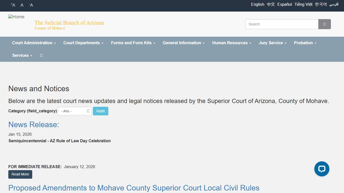 News & Notices The Judicial Branch of Arizona